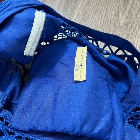 Vintage 80s/90s Women’s Royal Blue Lace Cutout Long Line Embroidered Top XXL/3X - Picture 8 of 8